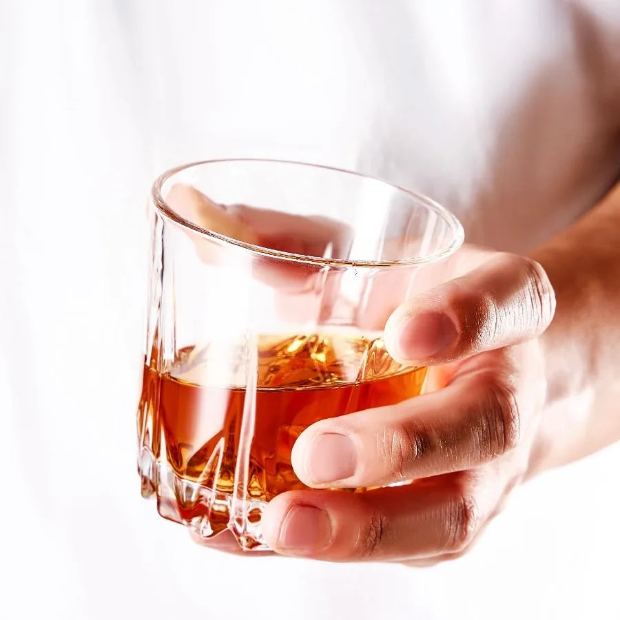 Lead-Free Crystal Whiskey Glasses Set Of 4 For Bourbon Cognac