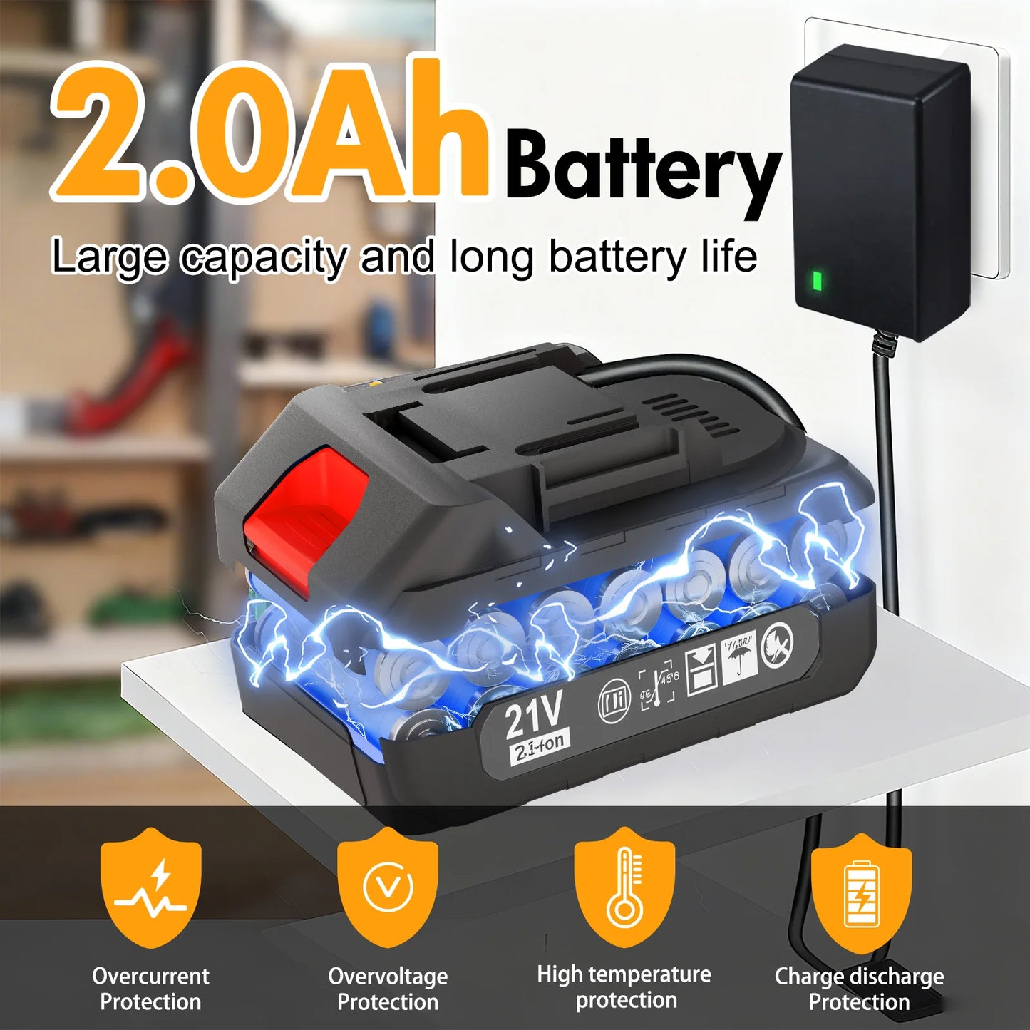 21V Brushless Leaf Blower Kit 150CFM Cordless with Two 2.0Ah Batteries and Detachable Tube