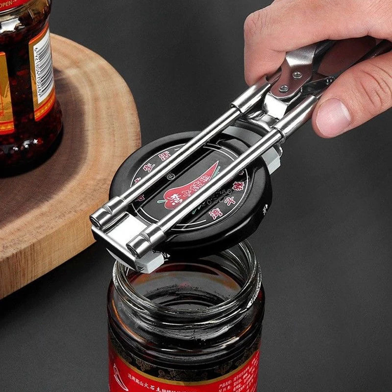 Stainless Steel Adjustable Bottle Jar And Can Opener With Non Slip Handle For Kitchen Tasks