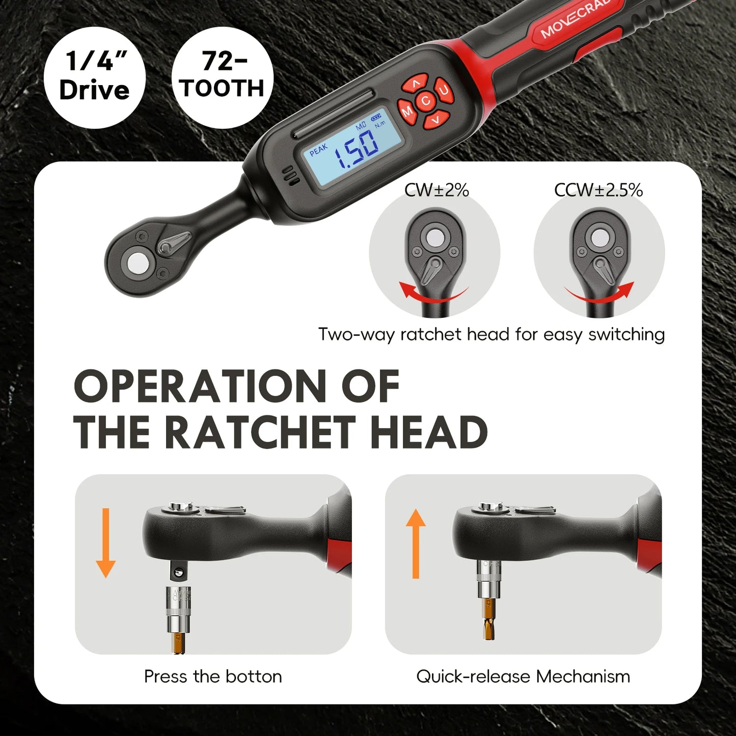 MoveCrab Torque Wrench Set With 40 Piece Socket Kit
