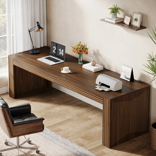 Tribesigns Double Desk For Home Office Wooden Computer Writing Table