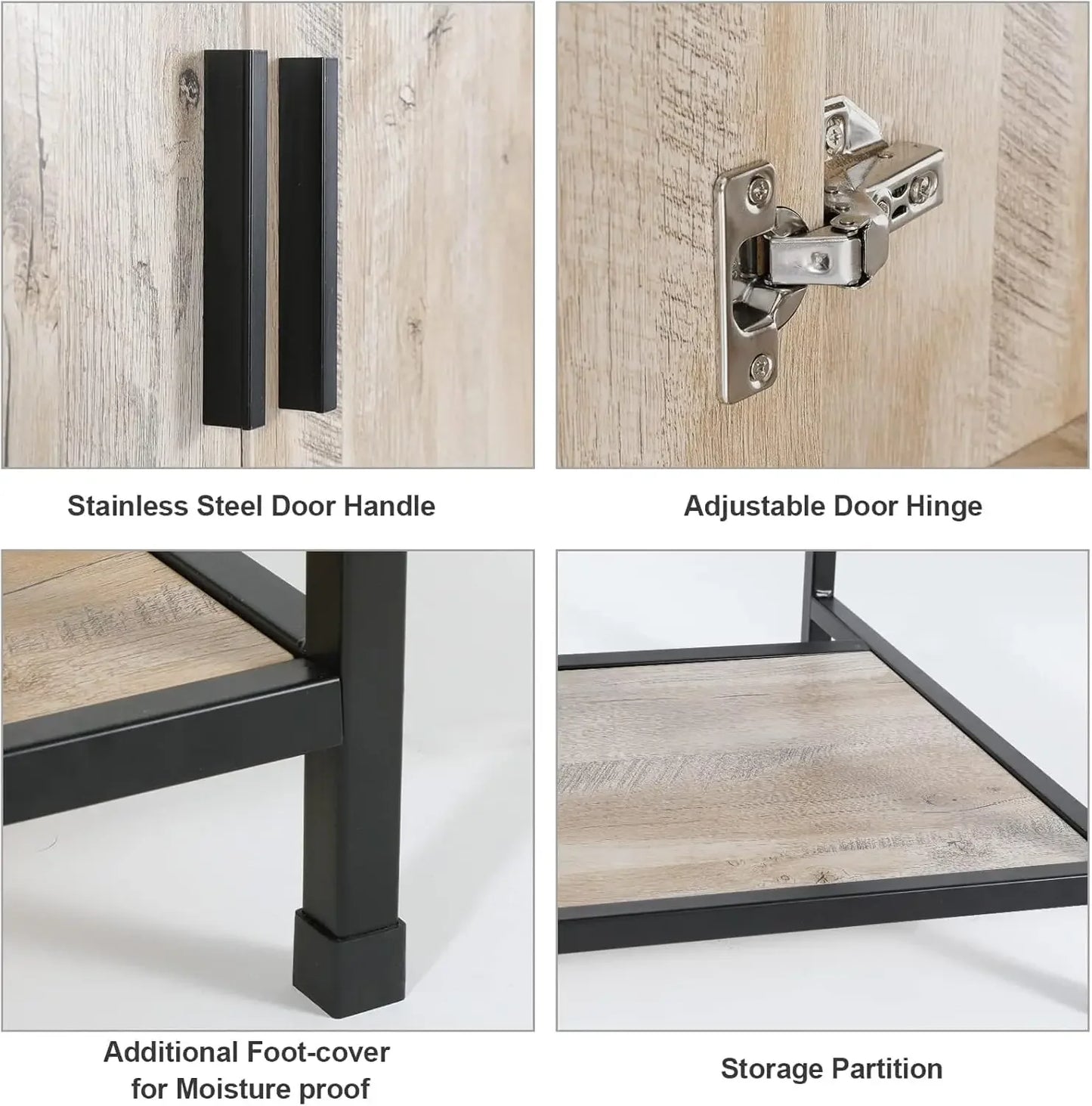 [Free Shipping!]36" Bathroom Vanity Sink Combo Modern Metal Stand Cabinet W/Bottom Shelf & Storage Side Cabinet Blue Boat Vessel