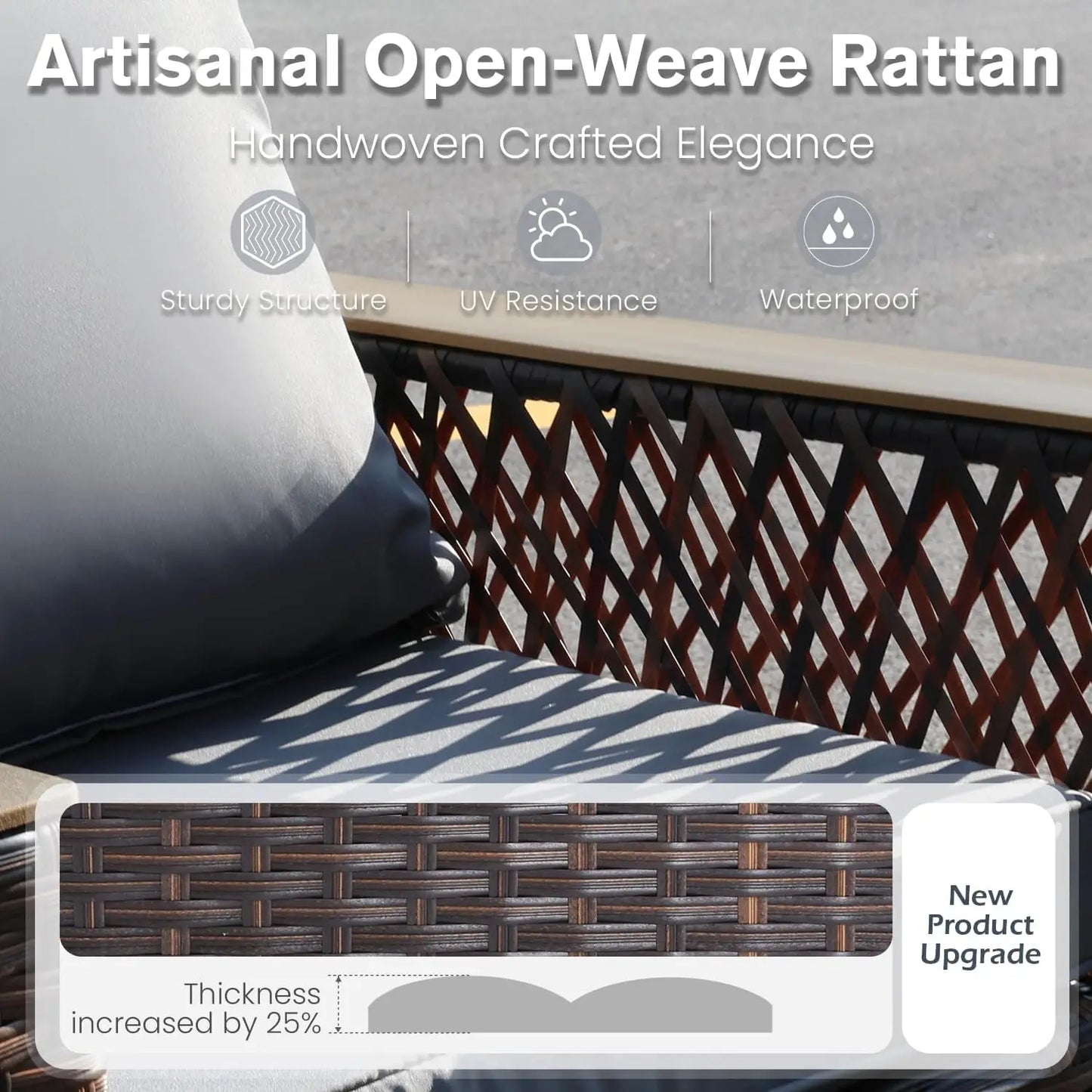 3 Pcs Patio Bistro Set with Table Set, All-Weather Wicker Patio Furniture Set with Thickened Cushions and High Back, Customized