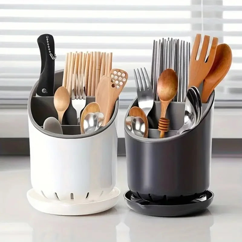 Plastic Kitchen Chopsticks Tube With Drain Plate Tableware Storage Organizer Rack