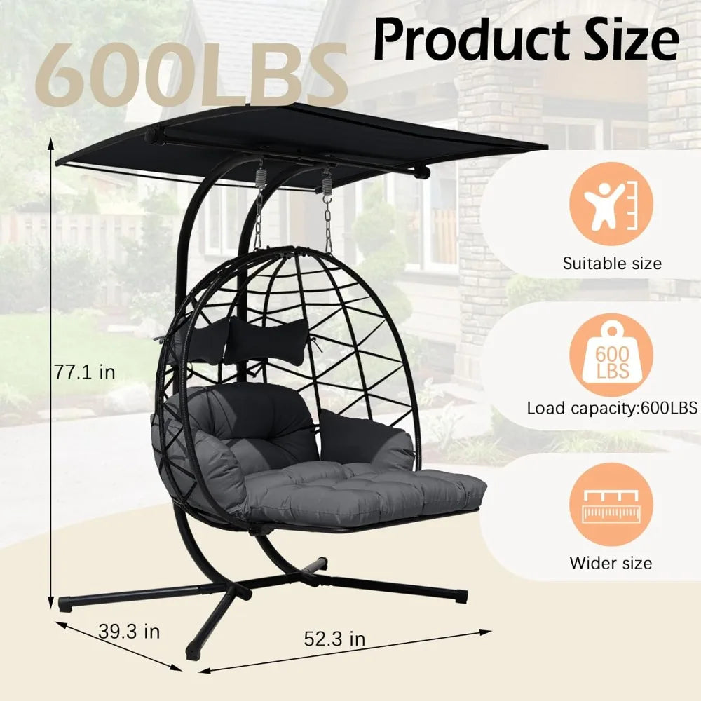 Double Egg Chair With Stand And Canopy