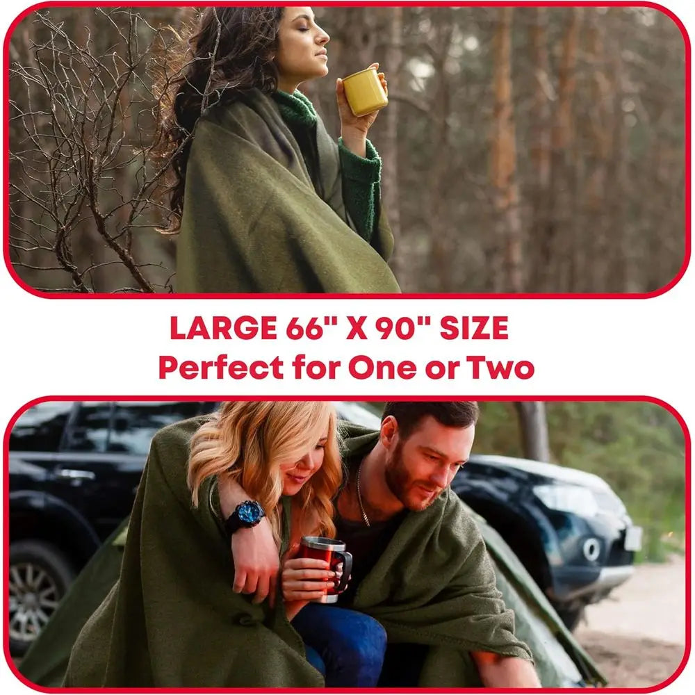 Military Style Acrylic Fire Retardant Durable Warm Blanket Olive Green