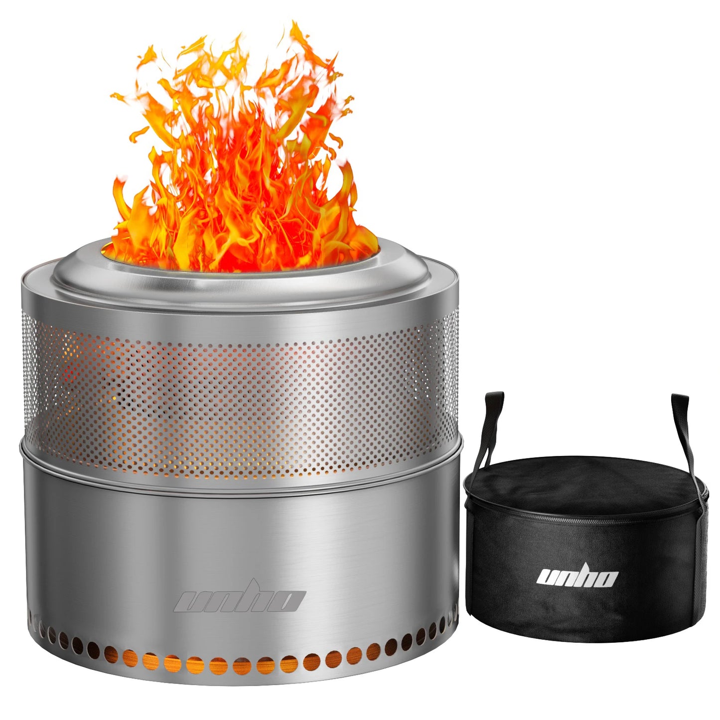 Stainless Steel Smokeless Wood Burning Fire Pit With Carry Bag For Backyard Camping And Patio