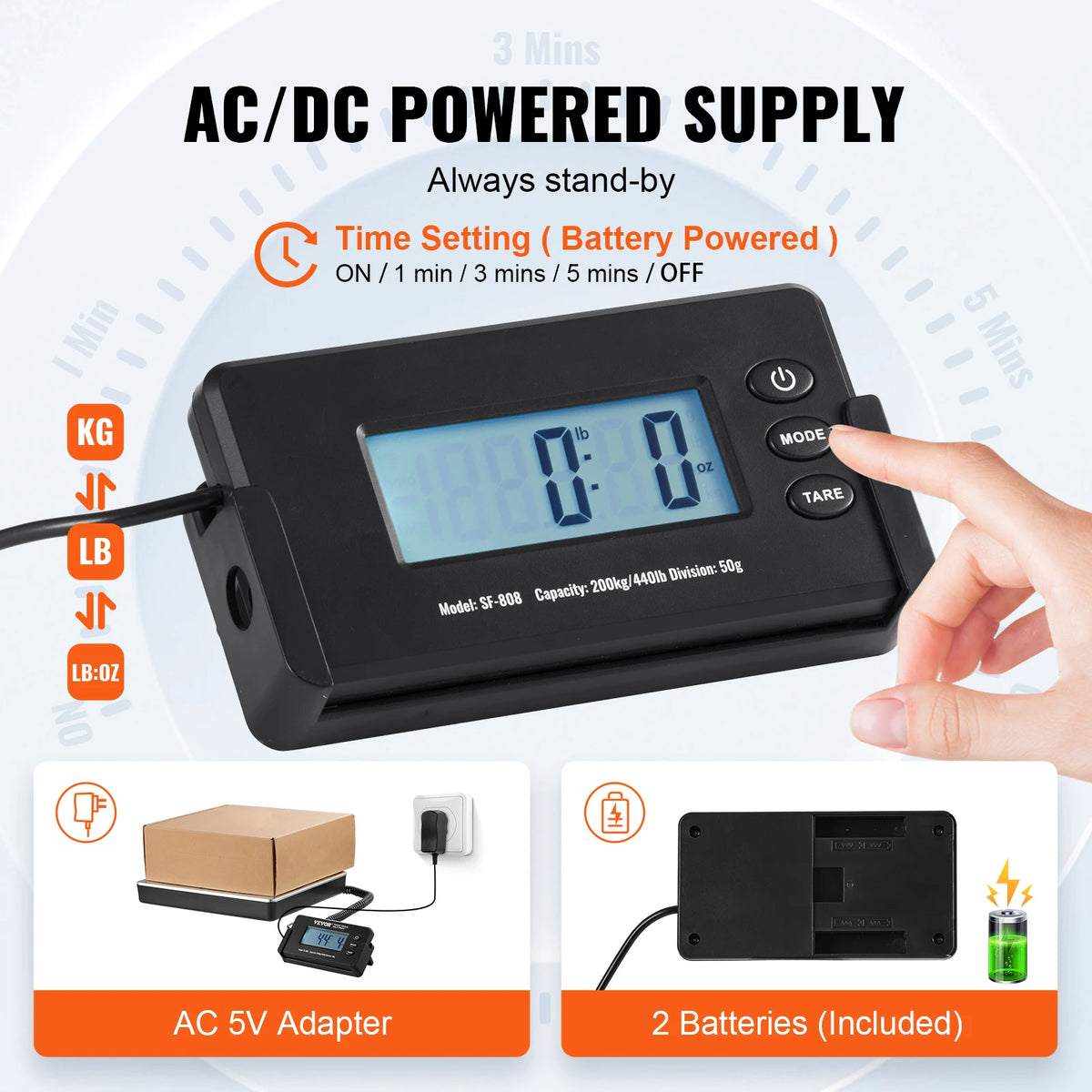 Succebuy Portable Digital Postal Scale 440lbs With Timer Tare