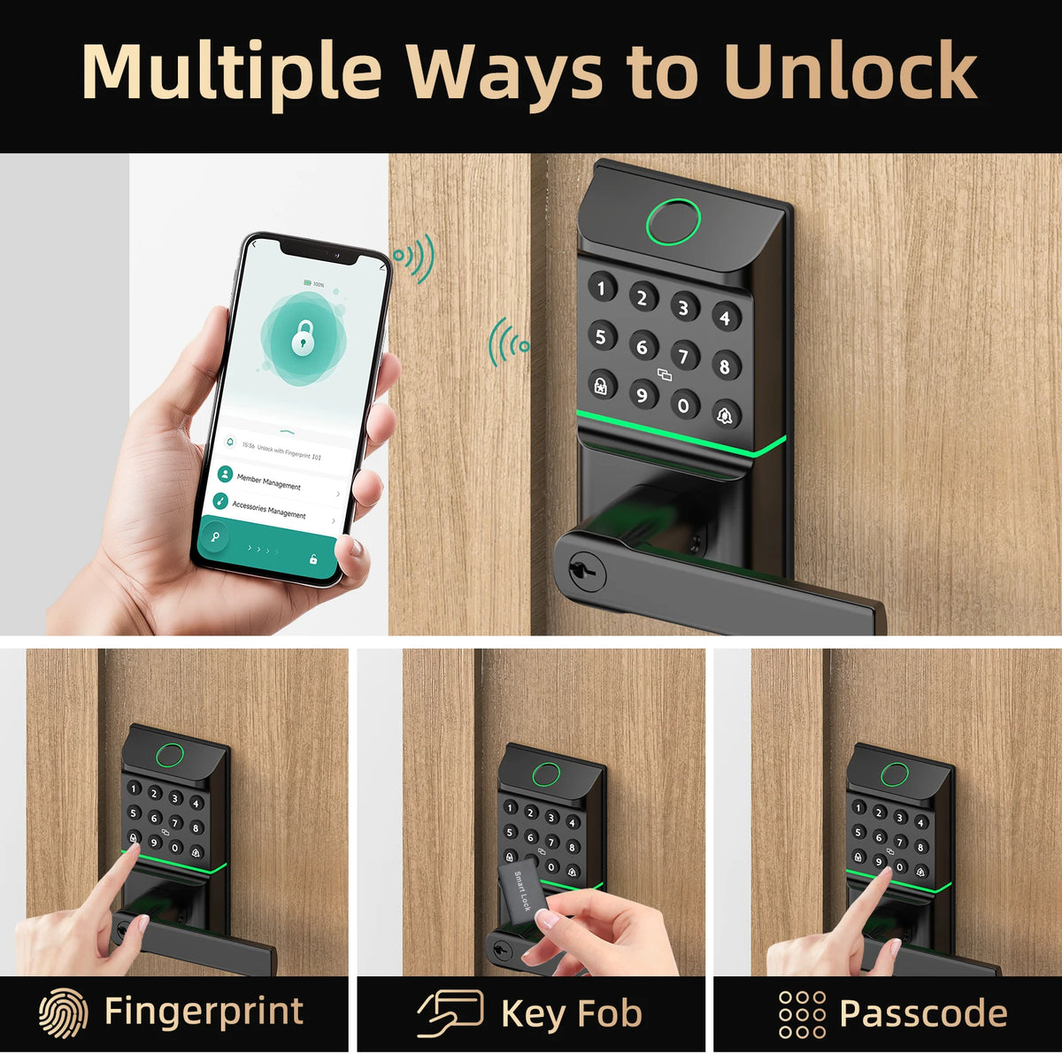 Viladepot Fingerprint Smart Lock With Bluetooth Keypad And App Control