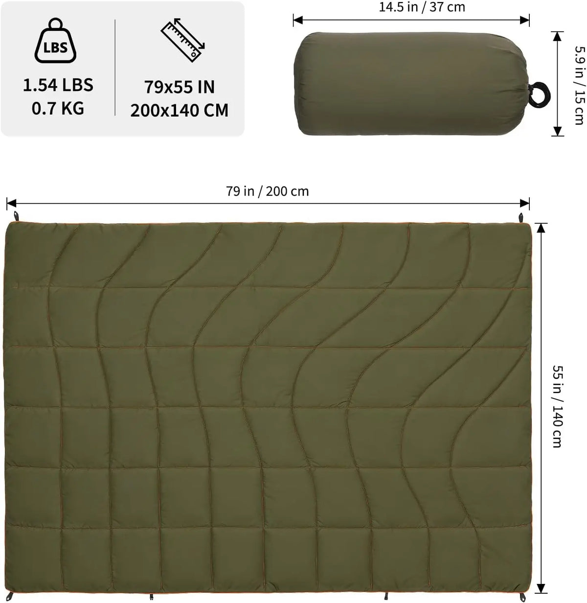 Tacleekii Waterproof Packable Outdoor Camping Blanket for Travel Hiking