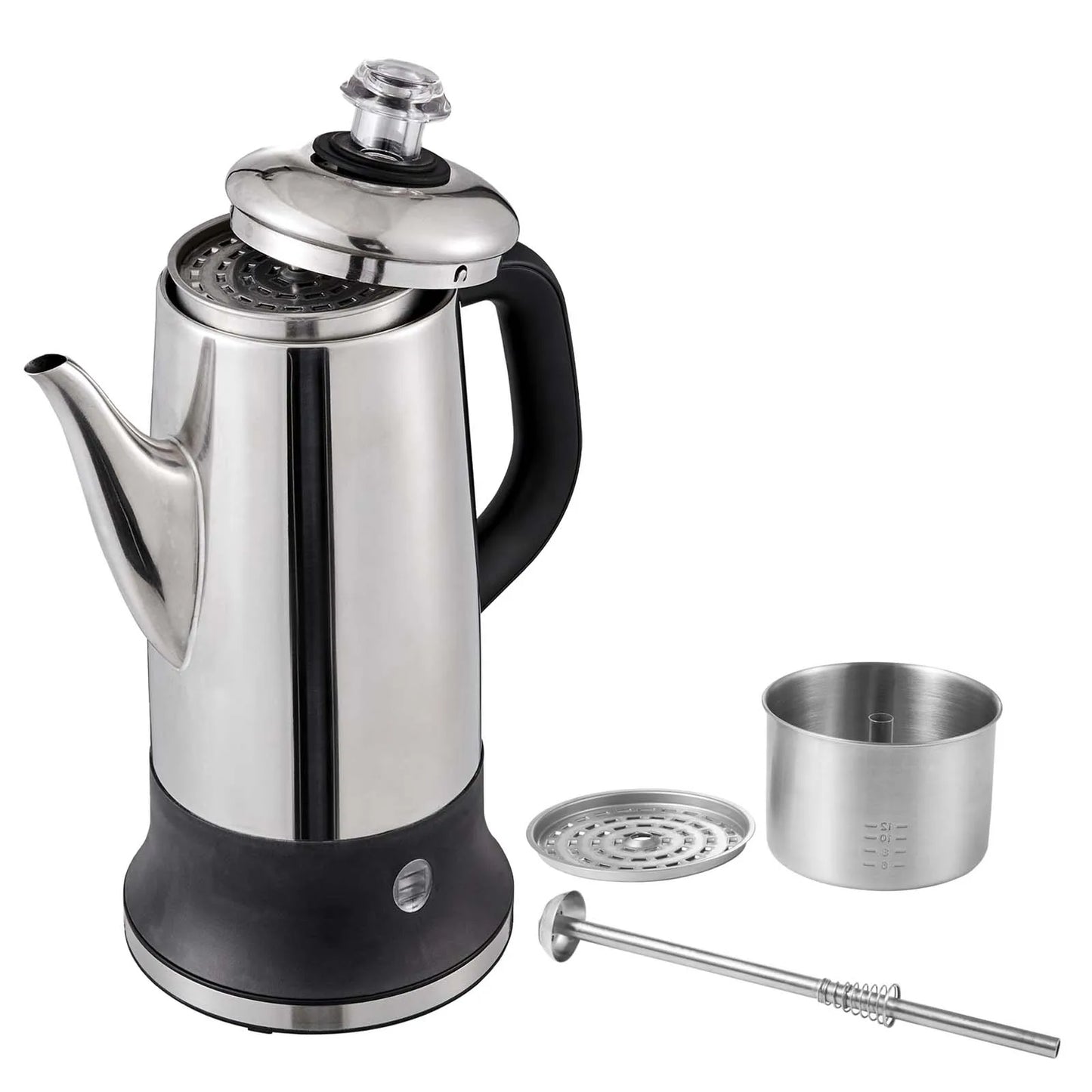 SucceBuy 12 Cup Electric Percolator Coffee Pot With Keep Warm 1000W Quick Brew 1.8L Capacity For Coffee Tea