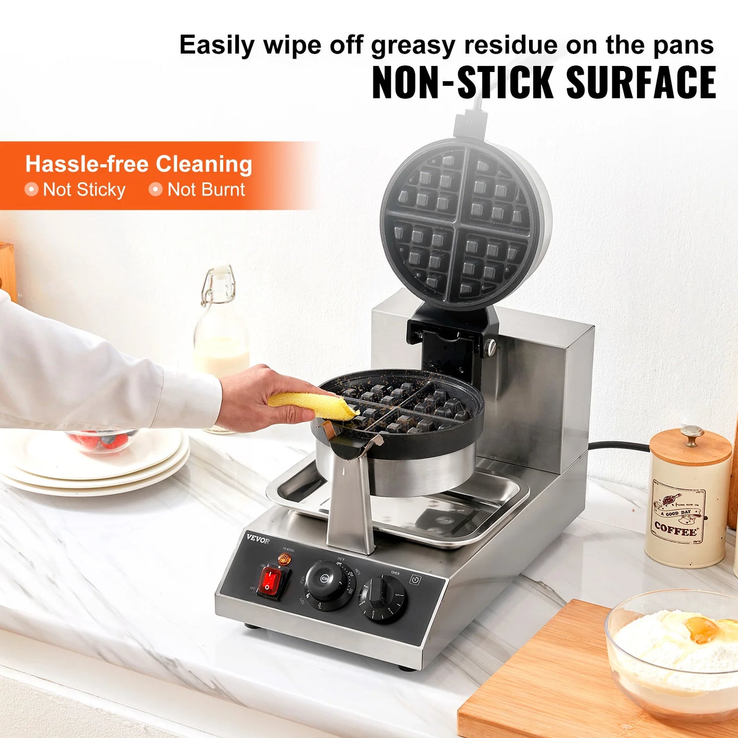 VEVOR SucceBuy Electric Waffle Maker StainlessSteel NonstickCoated Pans Versatile Kitchen