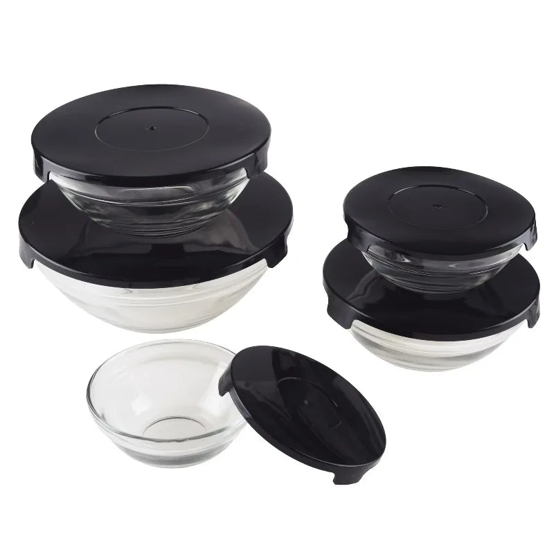 Glass Food Storage Containers 10 Piece Set With Snap Lids Airtight Glass Bowls In 4 Oz 6 Oz 12 Oz 14 Oz 28 Oz Sizes