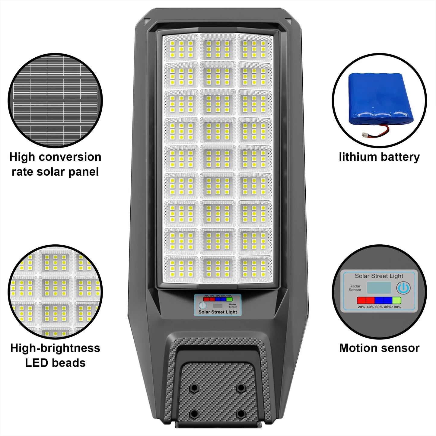 Outdoor Solar Light IP65 Motion Sensor Dusk To Dawn 6000W High Brightness LED Lighting