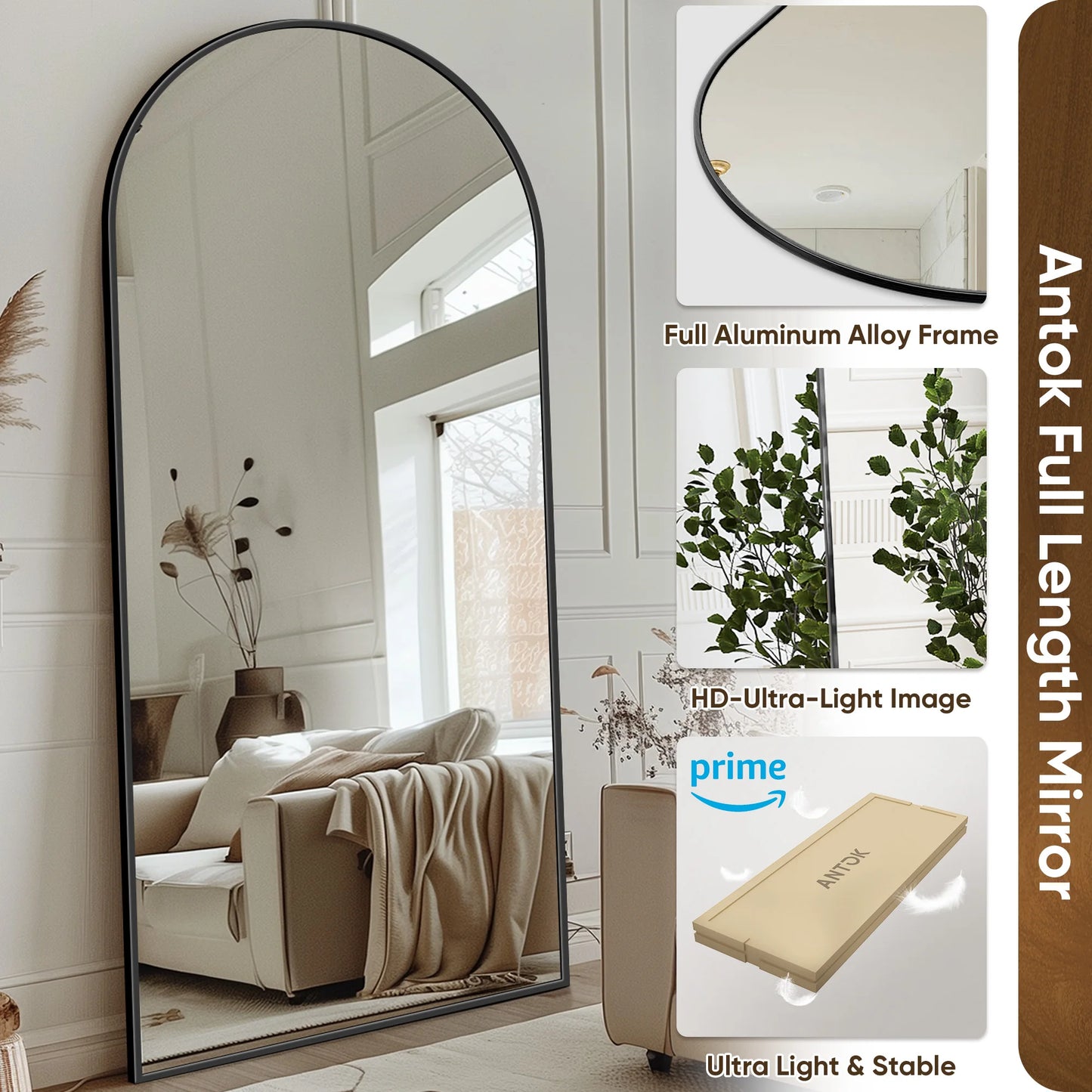 Antok Arch Floor Mirror Freestanding Display Unit For BedroomSuite LuxuriantShowpiece