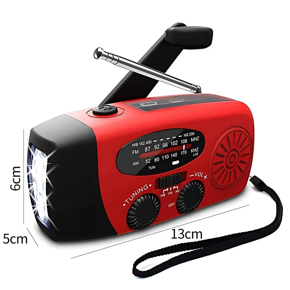 Emergency Solar Hand Crank Radio With Flashlight And Phone Charger