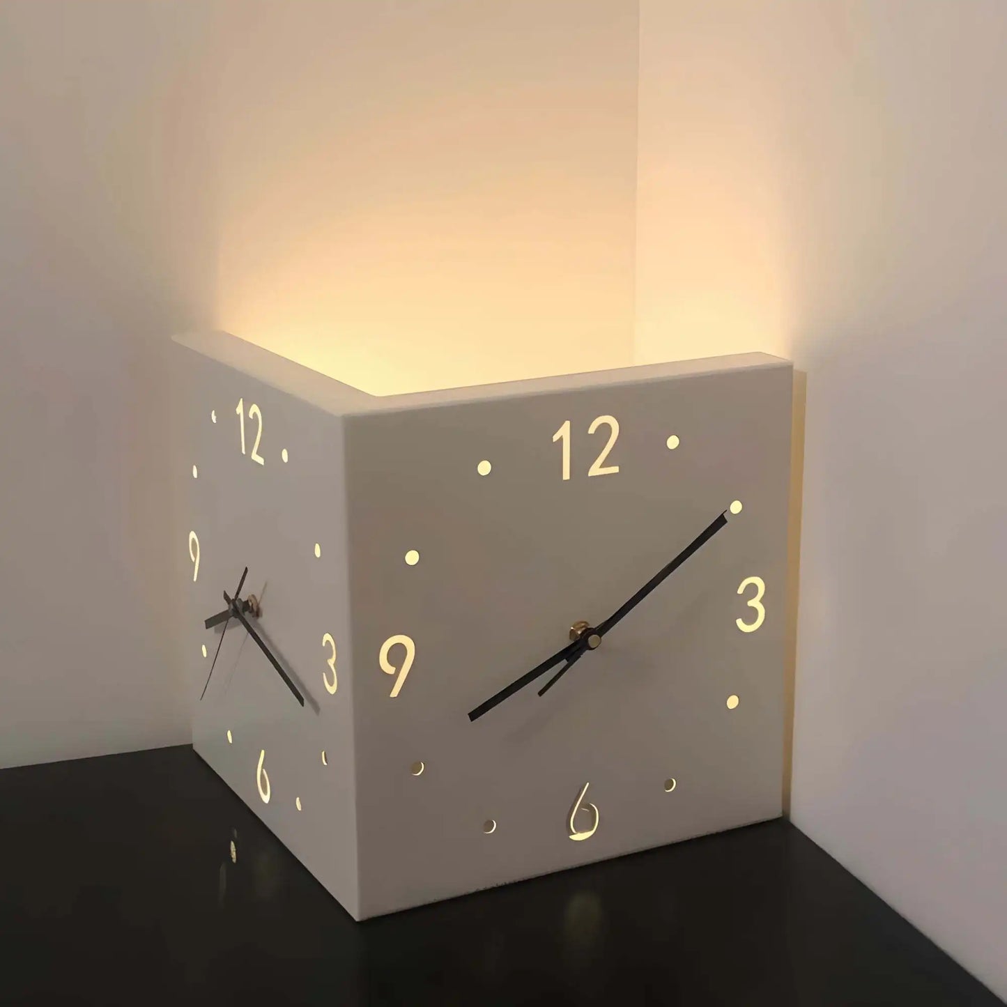 Double Sided Luminous Corner Wall Clock Quartz Mute Modern Living Room Decor Elegant Contemporary