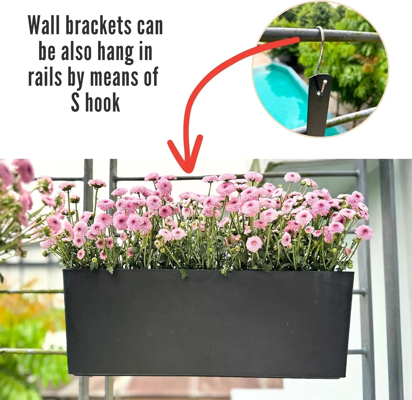 Self Watering Wall Planters For Indoor And Outdoor Vertical Garden Set Of Two With Built In Water Level Indicator