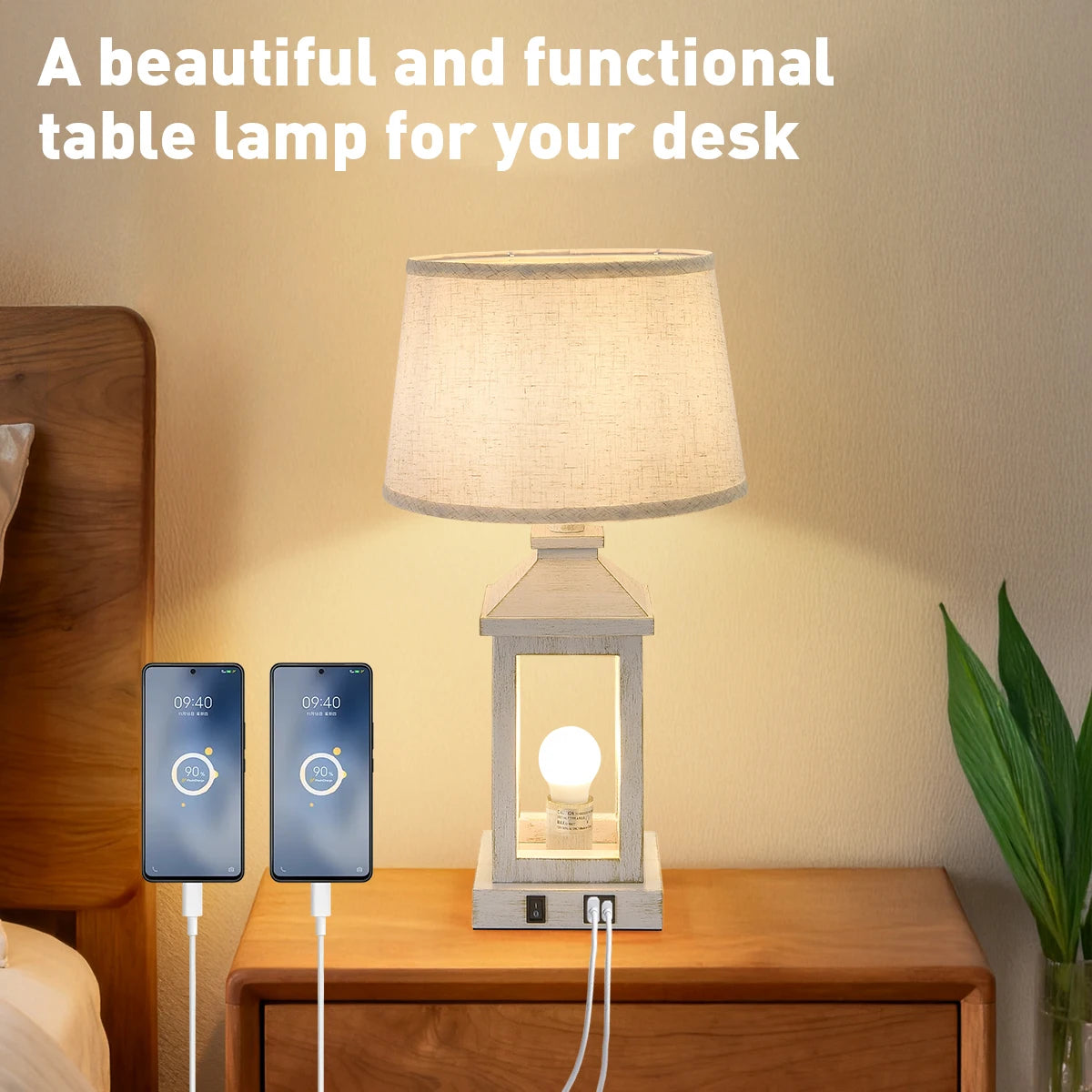 IndustrialGrade Contemporary Farmhouse BedsideNightstand Table Lamps 2Pack With DimmableControl