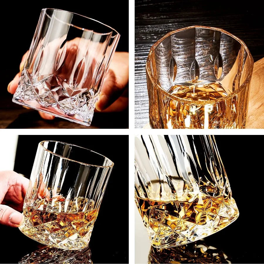 Whiskey Glass Set Of 4 Lead Free Crystal Old Fashioned Rocks Glasses For Bourbon Cognac Irish Whisky