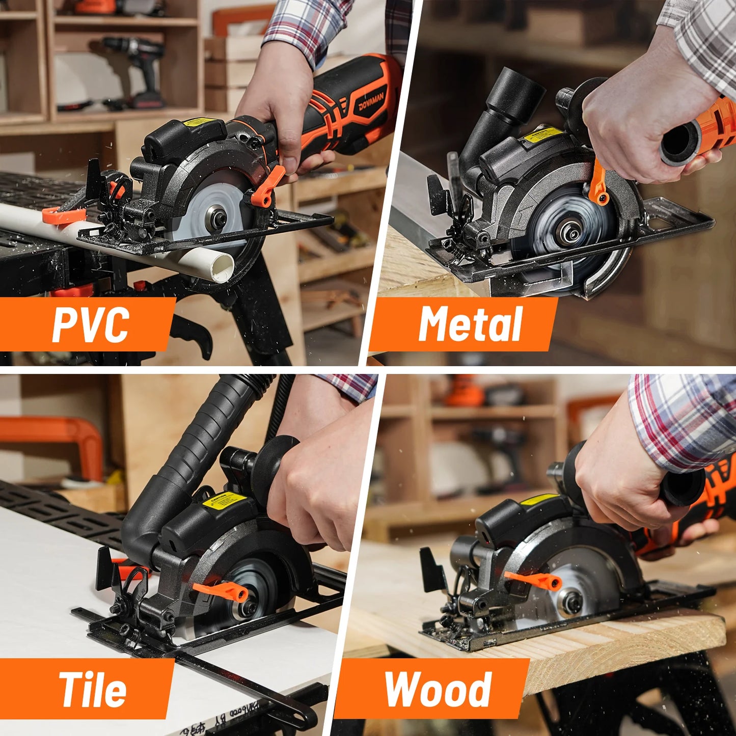 DOVAMAN 5.8A Circular Saw With Laser Guide And Six Blades