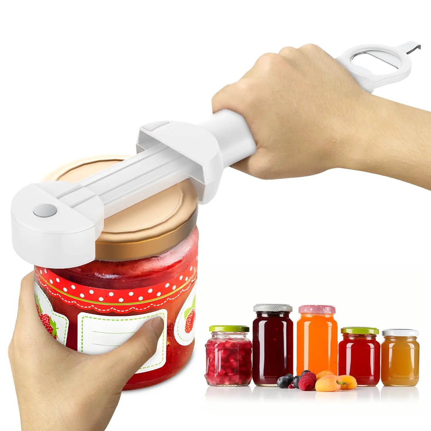 Ergonomic Multifunctional Bottle Opener Adjustable Stainless Steel For Seniors With Easy Grip