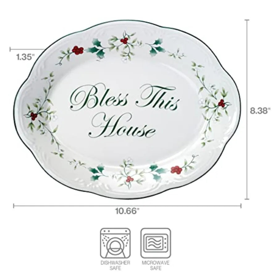 Winterberry 16Piece Dinnerware Set Service for 4 and Winterberry Bless This House Plate