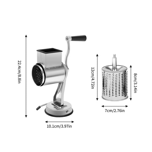 Rotary Grater With 5 Blades Stainless Steel Manual Vegetable Slicer Cheese Shredder