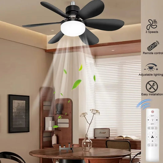 Intelligent Silent LED Ceiling Fan With Remote Control And Light