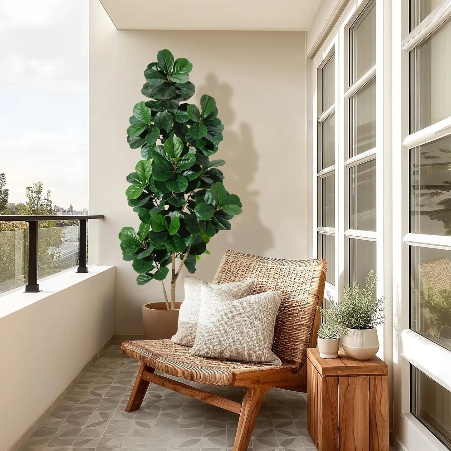 HiMISSCN Fiddle Leaf Fig Tree Artificial With Realistic Ficus Lyrata Leaves In Planter For Elegant Home Decor