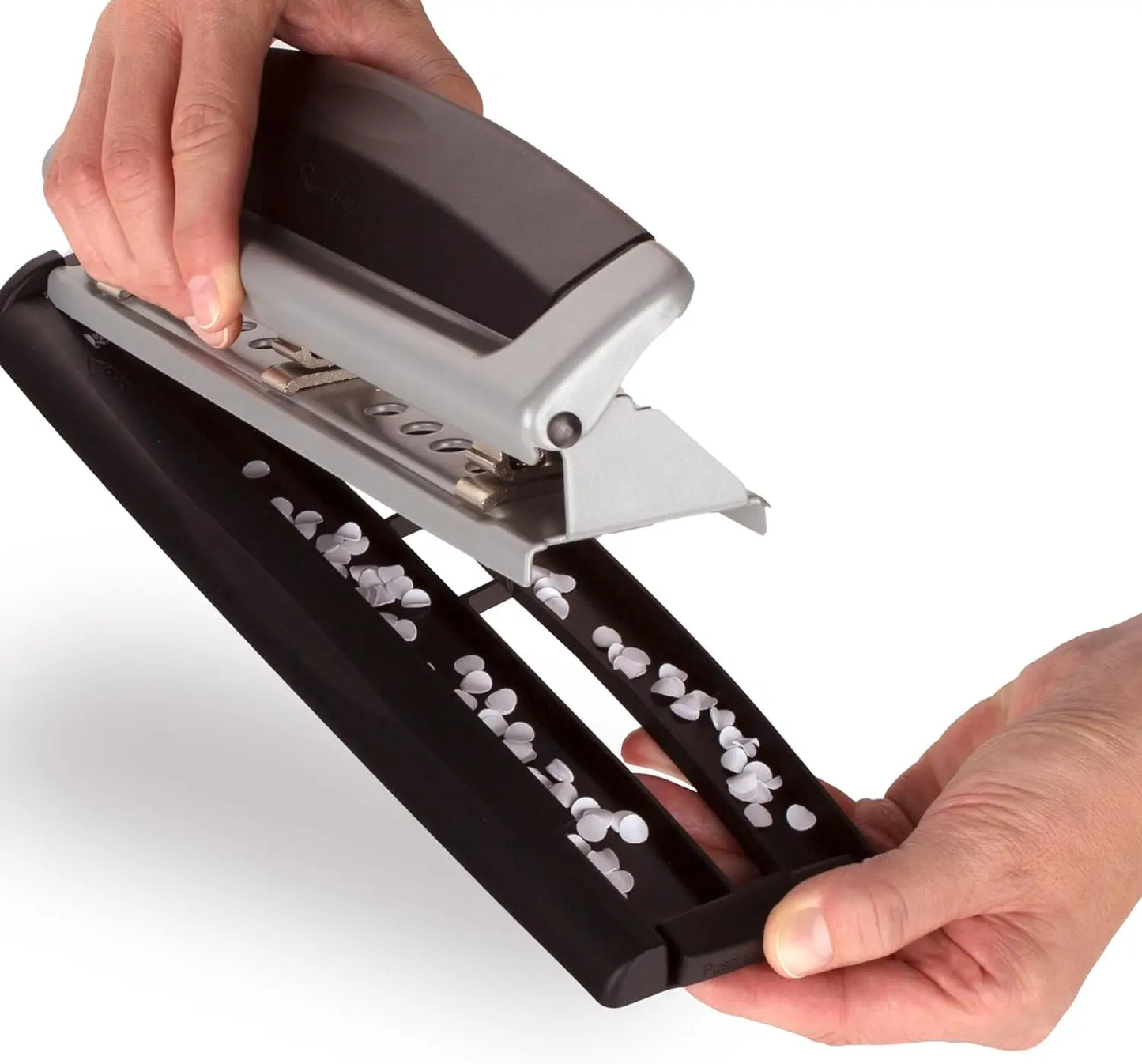 Adjustable Two To Three Hole Paper Punch With Ten Sheet Capacity Metal Construction