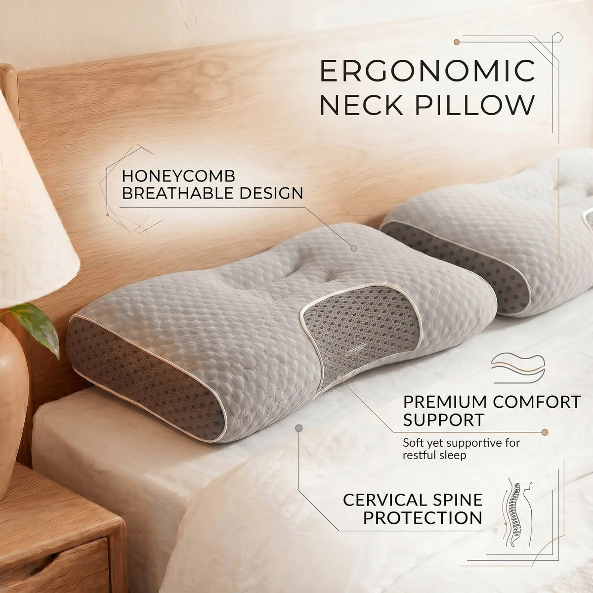 Ergonomic Neck Massage Pillow for Comfortable Sleep and Shoulder Support