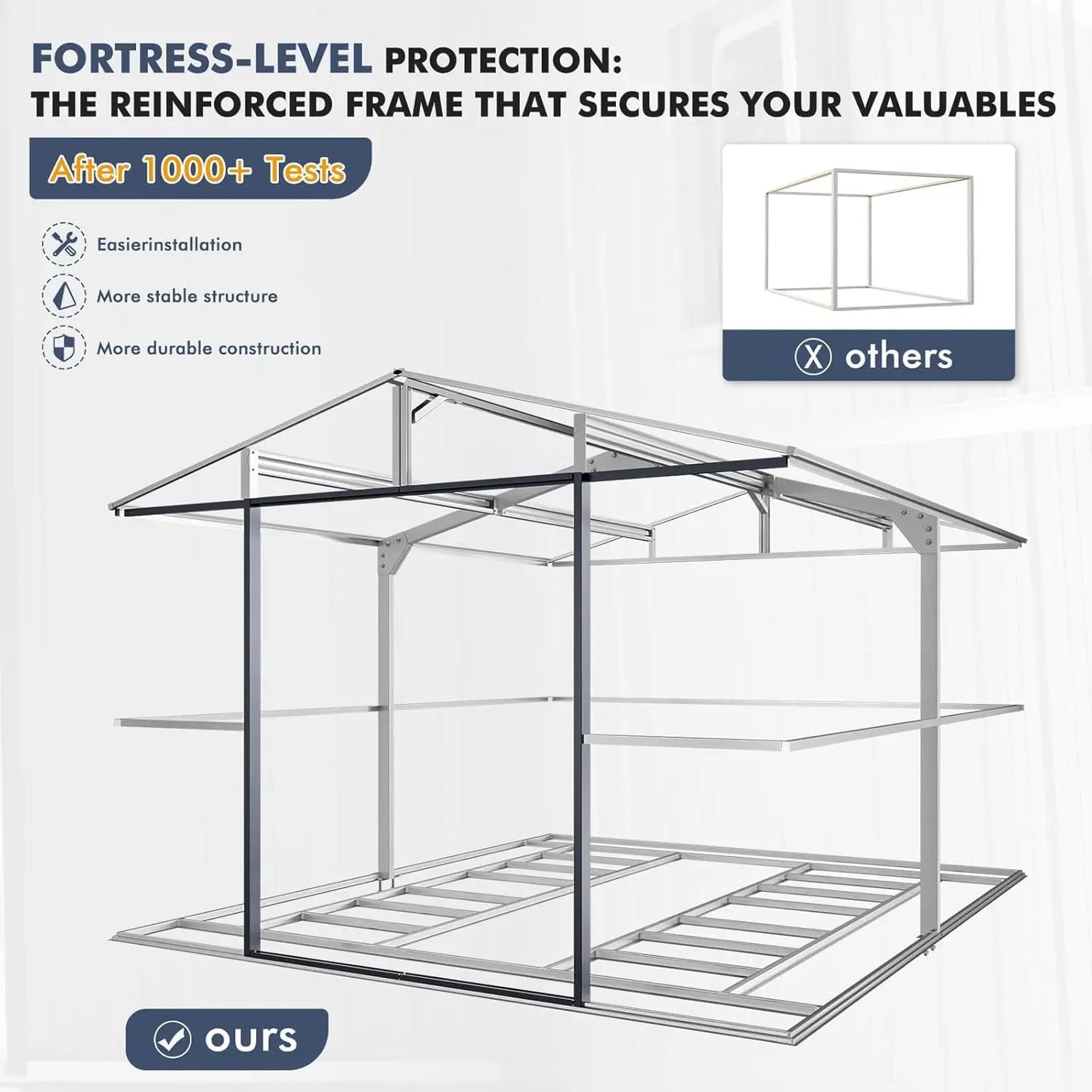 Metal Outdoor Storage Shed With Floor Base And Lockable Door