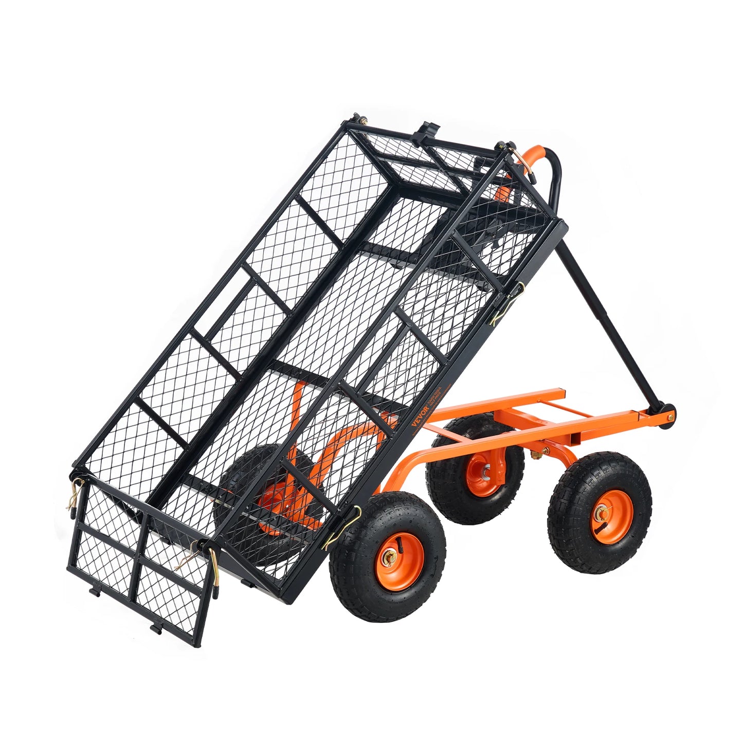 SucceBuy Garden Cart Sturdy Metal Utility Wagon 400 Lb Load Capacity 2.1 Cu Ft Cargo Space