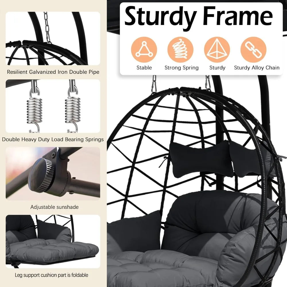 Double Egg Chair With Stand And Canopy