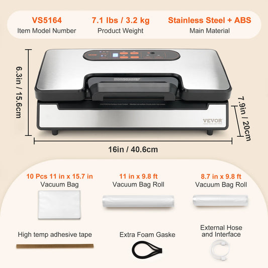 SucceBuy Commercial Vacuum Sealer Machine Multifunction Automatic Food Packaging with Bag Roll Storage Cutter for Home Kitchen