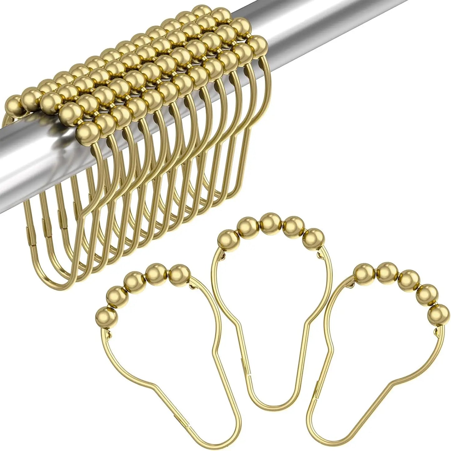 Decorative Stainless Steel Shower Curtain Hooks Moisture Resistant Durable Bathroom
