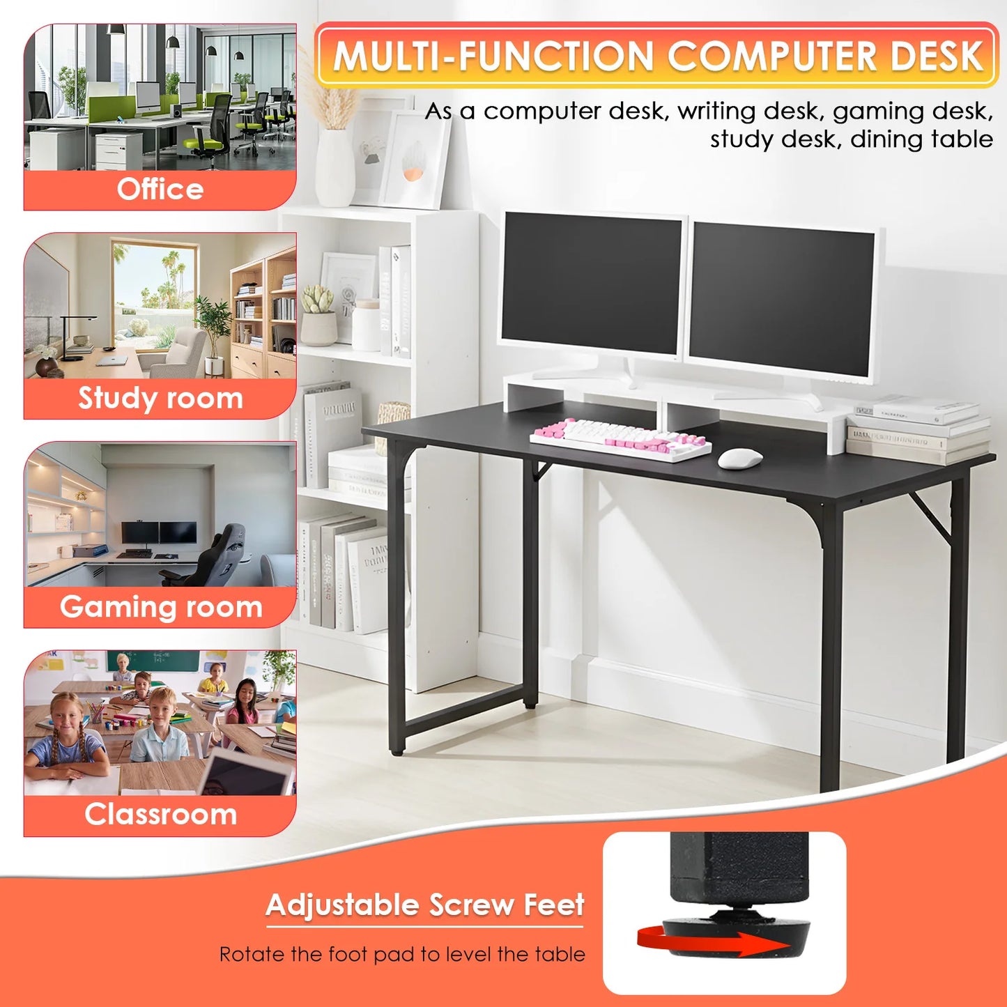 DOPINMING Ultramodern Computer Desk HomeOffice Study And Gaming System Workspace