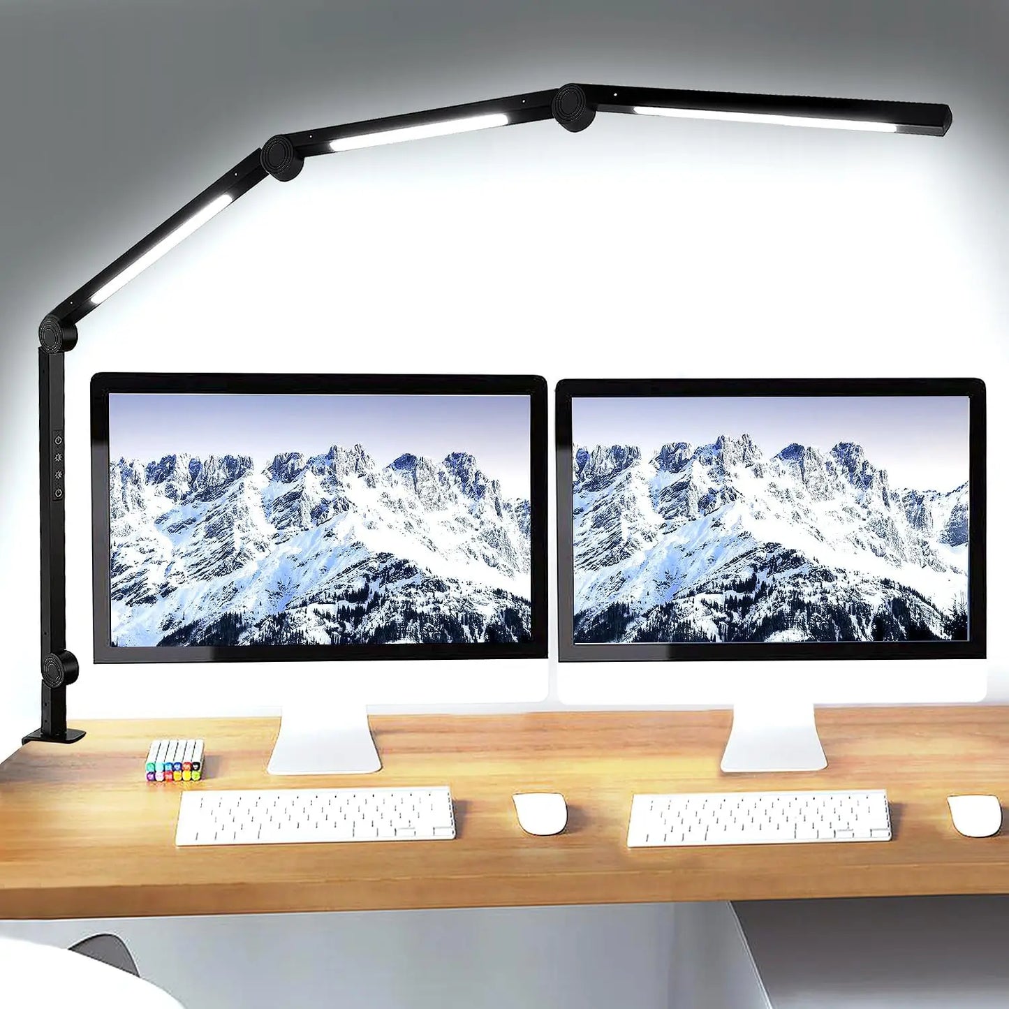 LED Desk Lamp With Clamp Swing Arm Three Light Sources
