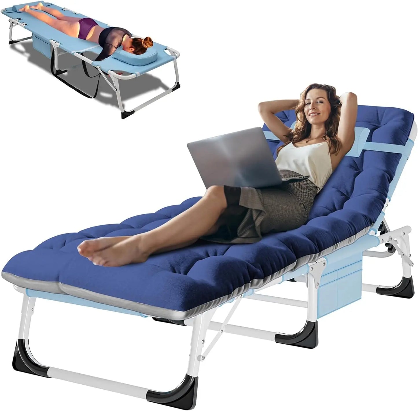 4-In-1 Outdoor Lounge Chair With Face Holes For Tanning Heavy-Duty Recliner Weather-Resistant For Poolside And RV