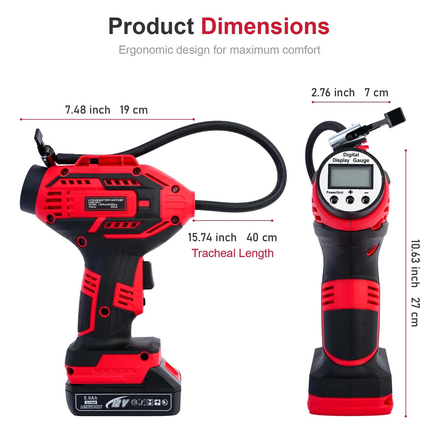 20V Car Tire Inflator Pump Air Compressor With Digital Display Auto Shutoff Precise 1 PSI Battery And 12V DC Backup