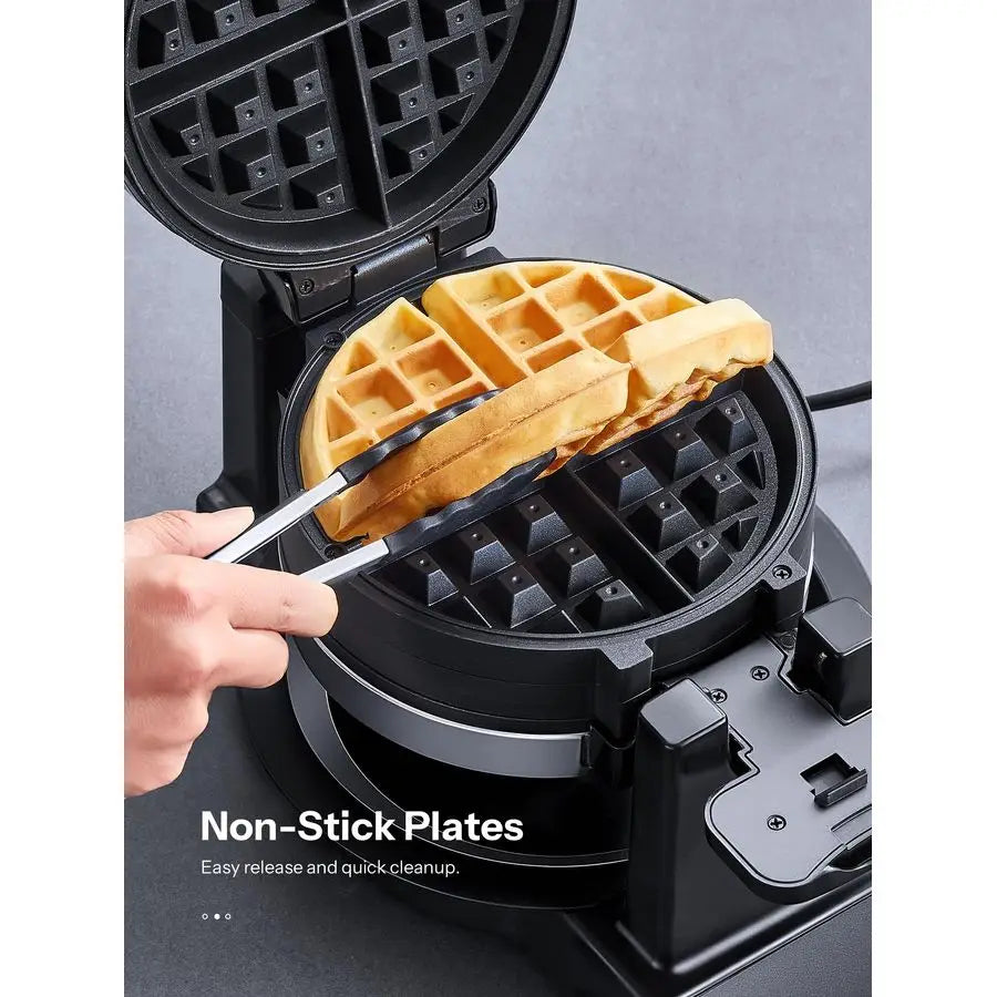 Belgian Waffle Maker Nonstick Rotating Waffle Iron With Double Flip