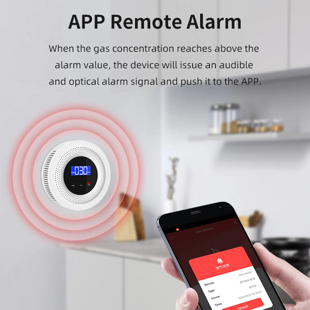 APWIKOGER Tuya Gas Leak Sensor With Comprehensive DigitalDisplay And RealTimeAlerts