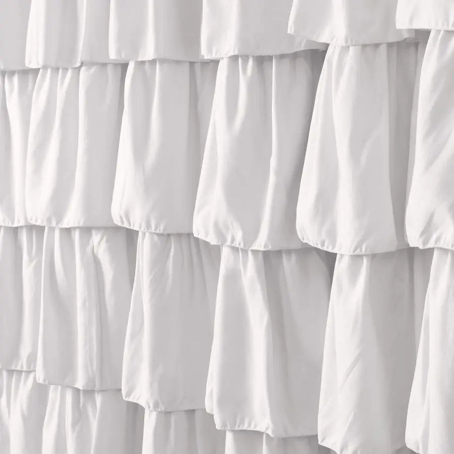Ruffle Shower Curtain Floral Textured Vintage Chic Farmhouse Cottage Core Bathroom Decor