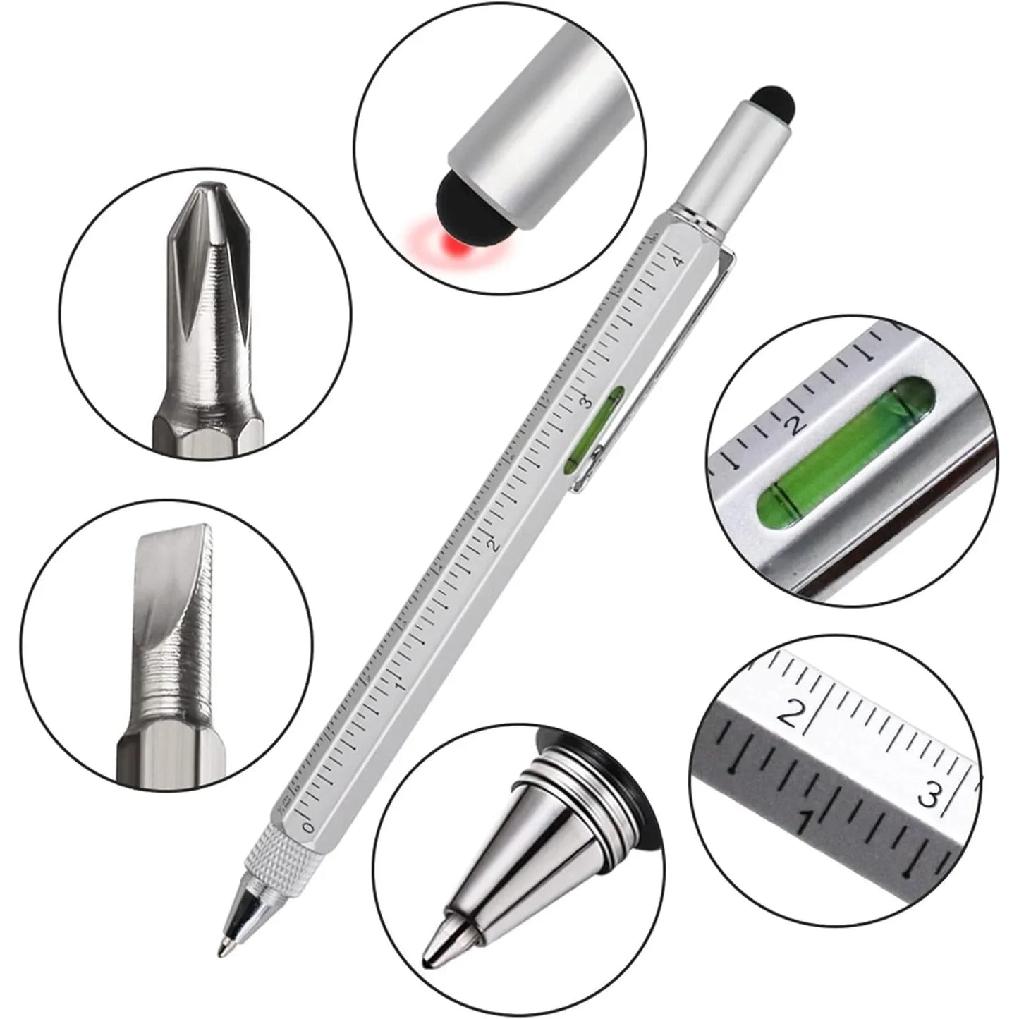 Multi Tool Pen Stylus With Ruler And Screwdriver For Tablets And Phones Everyday Carry
