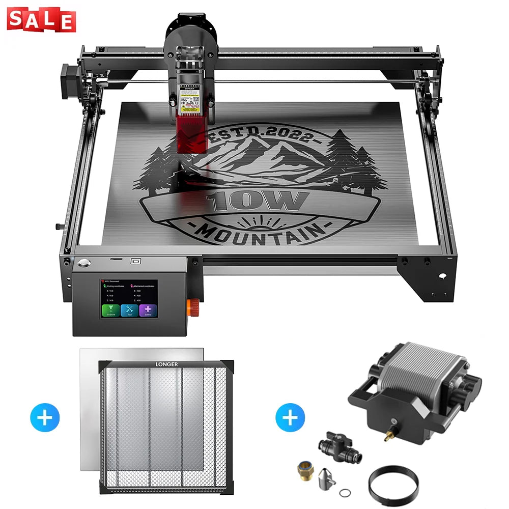 Longer RAY5 10W Laser Engraving Machine With Air Pump Kit And Honeycomb Table Industrial Grade