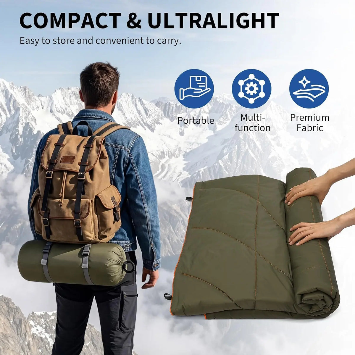 Tacleekii Waterproof Packable Outdoor Camping Blanket for Travel Hiking
