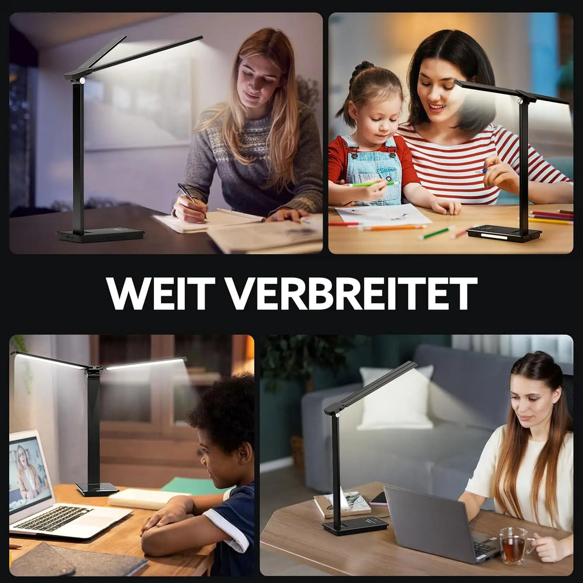 Dumiloo Dual Arm Led Desk Lamp Dimmable Reading Light Flicker Free