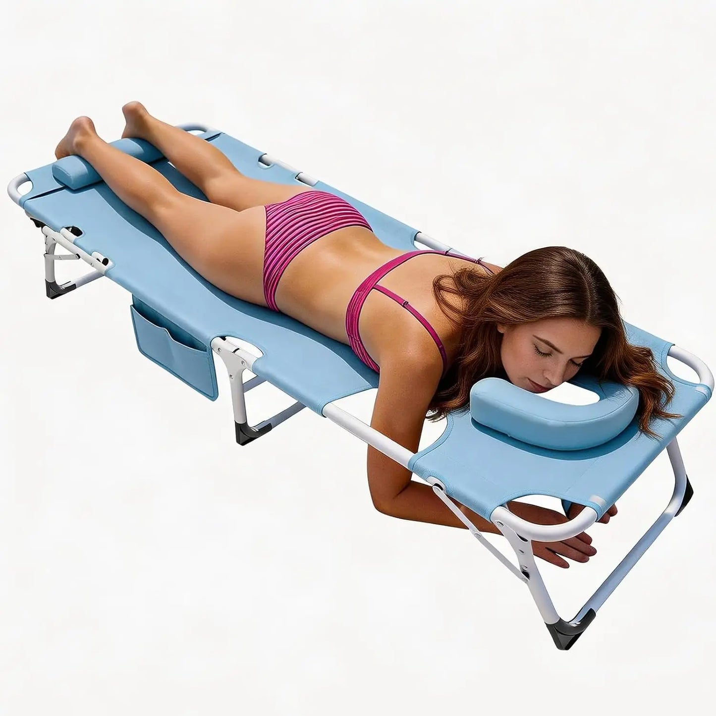4-In-1 Outdoor Lounge Chair With Face Holes For Tanning Heavy-Duty Recliner Weather-Resistant For Poolside And RV