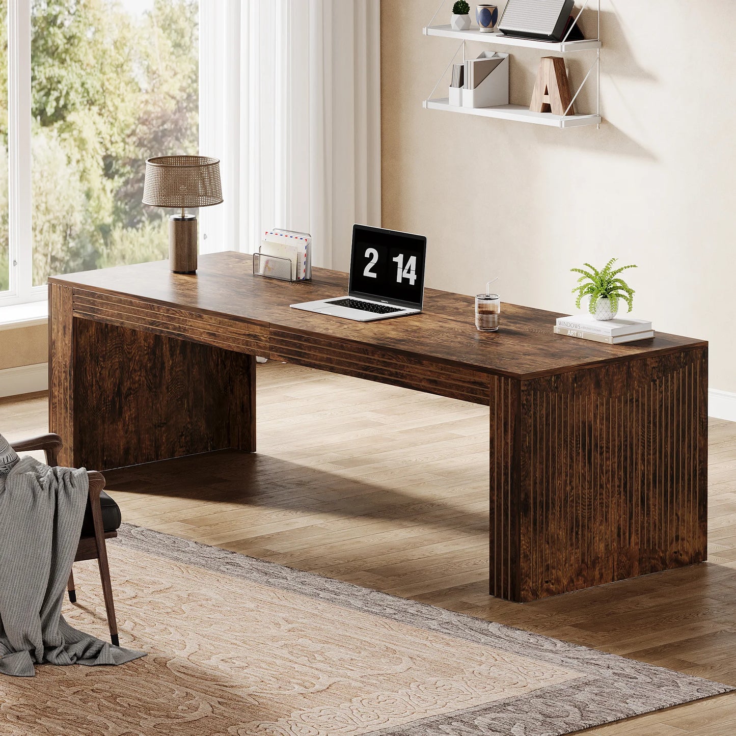 Tribesigns Two Person Desk Multifunctional Ergonomic Home Office Writing Tabletop